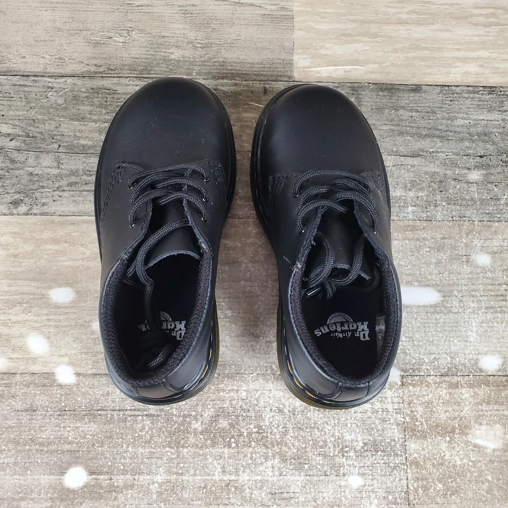 Dr. Martens Softy T 1461 Kids Shoes Sz 8 Black Leather Lace Up Round Toe Casual
